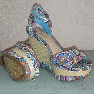 Gianni Bini Paisley Wedge Sandals